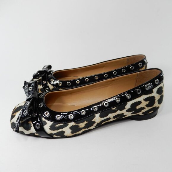 GANNI Grommet Bow Ballet Flats Leopard Print - Picture 3 of 15